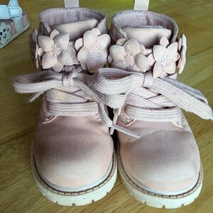 Carter’s Pink Flower Combat Boots Toddler Girl Size 5